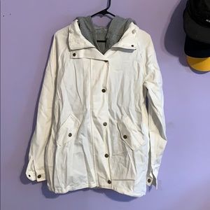 White Jean jacket with sweatshirt inner lining